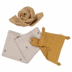 Coffret Cadeau De Naissance Doudou & Lange Ours Abeille Fabelab® Coton Bio GOTS- Doudou Bio Scandinave