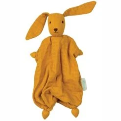 Doudou Bébé Coton Bio GOTS Tino Mousseline Ocre Hoppa®- Doudou Bio