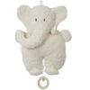 Doudou Boite à Musique éléphant Blanc Coton Bio 27 Cm Efie® - Doudou Bio Naturel Efie
