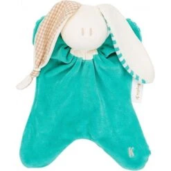 Doudou Coton Bio Keptin-jr Toddel Large Bleu Vert D'Eau & Ecru 21cm- Doudou Écologique