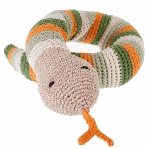 Doudou Hochet Serpent Kaki 47cm Pebble® Maille Crochet Coton Bio - Doudou Bébé Bio 1 Doudou Hochet Serpent Kaki 47cm Pebble® Maille Crochet Coton Bio - Doudou Bébé Bio