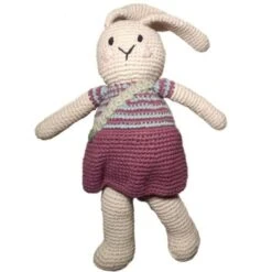 Doudou Lapine Violette 28cm Pebble® Maille Crochet Coton Bio - Doudou Bébé Bio