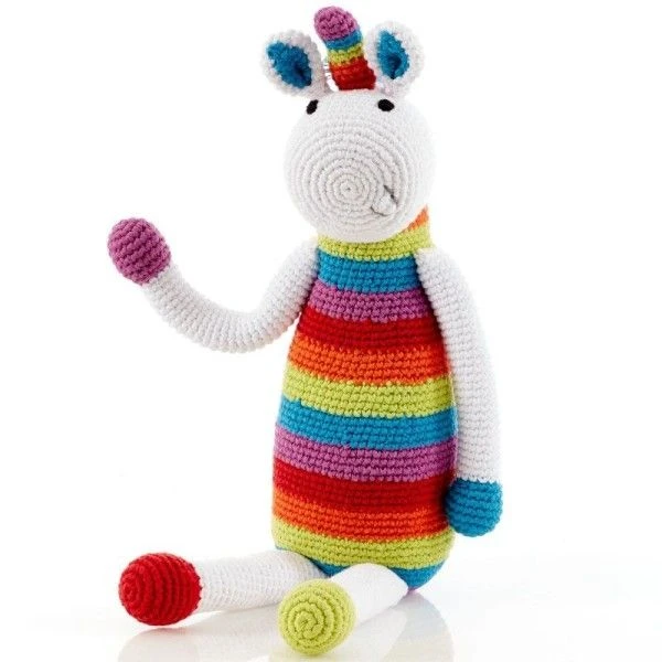 Doudou Licorne Rainbow 37cm Pebble® Maille Crochet Coton Bio - Doudou Bébé Bio 1 Doudou Licorne Rainbow 37cm Pebble® Maille Crochet Coton Bio - Doudou Bébé Bio