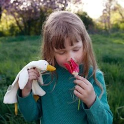 Doudou Bio Promos Boutique -Doudou Bio Promos Boutique doudou marionnette a doigt oie fritzi 30 cm nanchen natur coton laine bio jouet bio 1