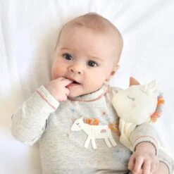 Doudou Mousseline De Coton Bio Licorne Albetta® 35cm - Lange Doudou -Doudou Bio Promos Boutique doudou mousseline de coton bio licorne albetta lange doudou 2