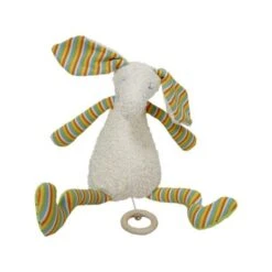 DoudouMusical Coton Organic Bio Lapin Coloré 38 Cm - Doudou Bio Naturel Efie