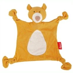 Doudou Ours Plat à Nœuds Jersey De Coton Bio Sigikid® 26 Cm Jaune Ocre - Doudou Bébé