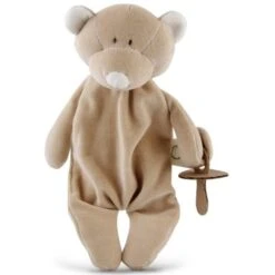 Doudou Ourson Bio Attache Tétine Wooly Organic® Coton Bio 25cm - Doudou Bio GOTS