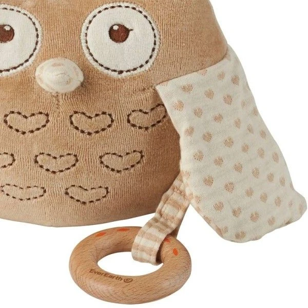 Peluche Boite à Musique Avec Anneau De Dentition EverEarth® Hibou Ecolo - Peluche Bio 2 Peluche Boite à Musique Avec Anneau De Dentition EverEarth® Hibou Ecolo - Peluche Bio – Image 2