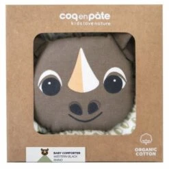 Doudou Plat 28cm Coton Bio Rhinocéros Coq En Pâte® - Doudou Coton Bio -Doudou Bio Promos Boutique doudou plat 28cm coton bio rhinoceros coq en pate doudou coton bio 3
