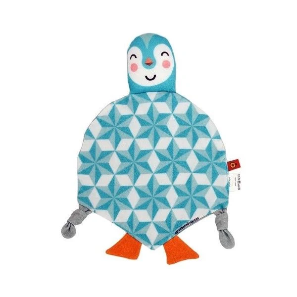 Doudou Plat à Nœuds Coton Naturel Oeko Tex Pingouin APunt Barcelona® - Doudou Bébé 2 Doudou Plat à Nœuds Coton Naturel Oeko Tex Pingouin APunt Barcelona® - Doudou Bébé – Image 2