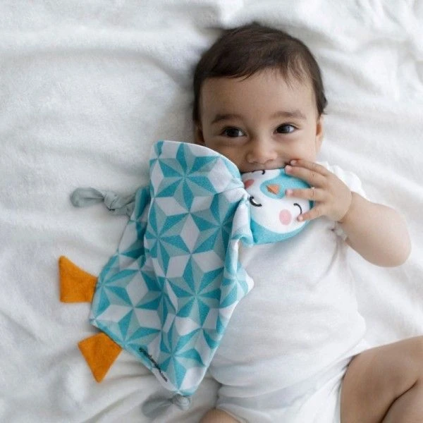 Doudou Plat à Nœuds Coton Naturel Oeko Tex Pingouin APunt Barcelona® - Doudou Bébé 3 Doudou Plat à Nœuds Coton Naturel Oeko Tex Pingouin APunt Barcelona® - Doudou Bébé – Image 3