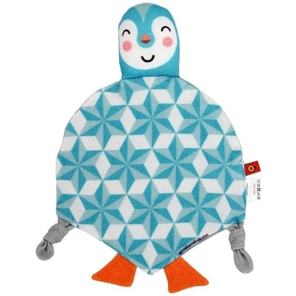 Doudou Plat à Nœuds Coton Naturel Oeko Tex Pingouin APunt Barcelona® - Doudou Bébé 1 Doudou Plat à Nœuds Coton Naturel Oeko Tex Pingouin APunt Barcelona® - Doudou Bébé