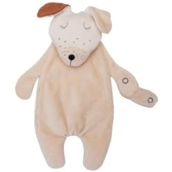 Doudou Plat Attache Sucette Chien Beige Wooly Organic® Coton Bio 35 Cm - Doudou Bio GOTS