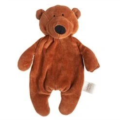 Doudou Plat Attache Sucette Ours Caramel Wooly Organic® Coton Bio 25 Cm - Doudou Bio GOTS