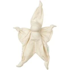 Doudou Plat Bébé Hoppa® Lutin Sisco Mousseline Écru 24cm Coton Bio GOTS - Doudou Bébé