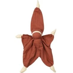 Doudou Plat Bébé Hoppa® LutinSisco Mousseline Rose Cerise 24cm Coton Bio GOTS - Doudou Bébé