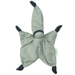 Doudou Plat Bébé Hoppa® LutinSisco Mousseline Vert D'eau 24cm Coton Bio GOTS - Doudou Bébé