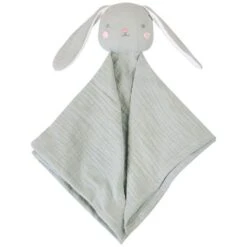 Doudou Plat Carré Lange Mousseline De Coton Bio Lapin Albetta® 35cm - Lange Doudou