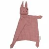 Doudou Plat Carré Lapin CeriseFabelab® Mousseline Coton Bio GOTS- Doudou Bio Scandinave