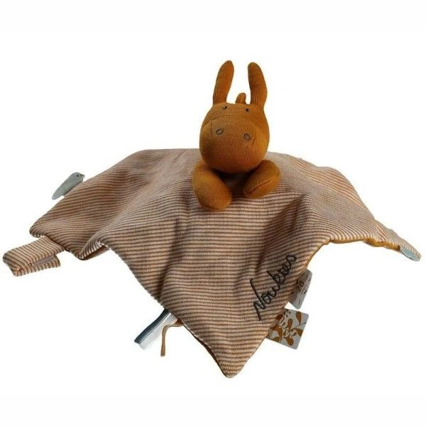 Doudou Plat Carré Mouchoir Coton Bio Âne Paco Ocre Noukie's® - Bébé Bio 2 Doudou Plat Carré Mouchoir Coton Bio Âne Paco Ocre Noukie's® - Bébé Bio – Image 2