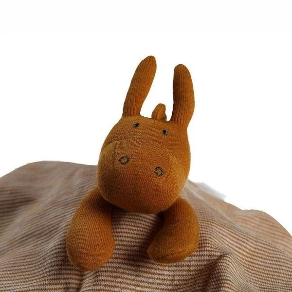 Doudou Plat Carré Mouchoir Coton Bio Âne Paco Ocre Noukie's® - Bébé Bio 3 Doudou Plat Carré Mouchoir Coton Bio Âne Paco Ocre Noukie's® - Bébé Bio – Image 3