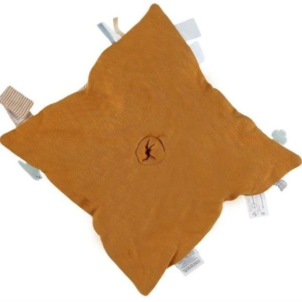 Doudou Plat Carré Mouchoir Coton Bio Âne Paco Ocre Noukie's® - Bébé Bio 4 Doudou Plat Carré Mouchoir Coton Bio Âne Paco Ocre Noukie's® - Bébé Bio – Image 4