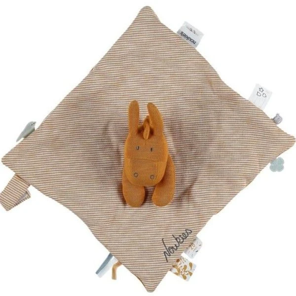 Doudou Plat Carré Mouchoir Coton Bio Âne Paco Ocre Noukie's® - Bébé Bio 1 Doudou Plat Carré Mouchoir Coton Bio Âne Paco Ocre Noukie's® - Bébé Bio