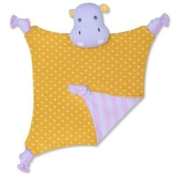Doudou Plat Coton Bio Coco L'hippopotame Ocre 30 Cm Apple Park - Doudou Mouchoir