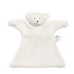 Doudou Plat Nanchen® Natur Ourson Coton Bio Eponge (Kba)Écru 23 Cm- Doudou Bio