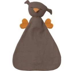 Doudou Plat Peppa® Coton Bio Hibou Hugo Chocolat Mandarine - Doudou Bio Equitable