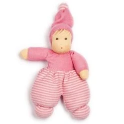 Doudou Poupée De Chiffon Nanchen® Natur Poupon MINIMÖPSCHEN Coton Bio (Kba) Rose 23cm - Poupée Bio