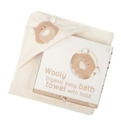 Drap De Bain Bébé Bio Cape Avec Capuche Ourson Wooly Organic® Coton Bio - Serviette Bio GOTS