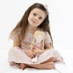 Grande Poupée De Tissu Fleurie Georgia 40 Cm Coton Bio Albetta® - Poupée Tissu Bio -Doudou Bio Promos Boutique grande poupee de tissu fleurie georgia coton bio albetta poupee tissu bio coton lin 5