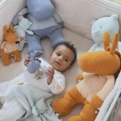 Hochet Attache Tétine & Anneau De Dentition Coton Bio & CaoutchoucÂne Paco Bleu Noukie's® - Bébé Bio -Doudou Bio Promos Boutique hochet attache tetine anneau de dentition coton bio caoutchouc ane paco bleu noukie s bebe bio 3