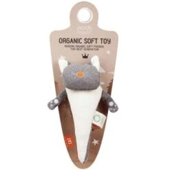 Hochet Bio Chat Gris Wooly Organic® Coton Bio 21cm - Doudou Bio GOTS