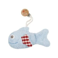 HochetClip Poisson Bleu VichyEfie 15 Cm - Hochet Coton Bio GOTS