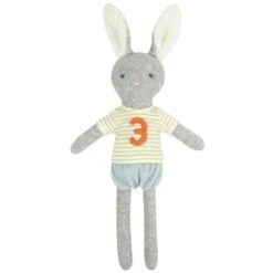 Lapin Peluche éponge De Coton Bio 3ème Anniversaire 44cm Albetta® - Peluche Bio