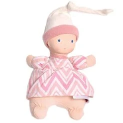 Poupée En Tissu Premier âge Rose Chevrons 22 Cm Tête Caoutchouc NaturelBonikka - Poupée Naissance -Doudou Bio Promos Boutique poupee en tissu premier age rose chevrons tete caoutchouc naturel bonikka poupee naissance 2