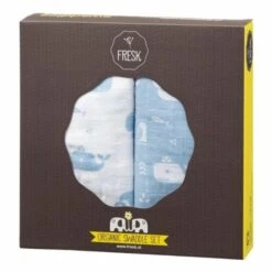 Set De Deux Langes 70cm Coton Bio Baleine Fresk® -Lange Coton Bio
